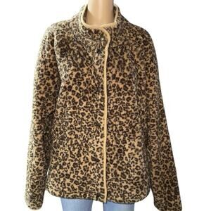 Lucky Brand Women's Leopard Faux Fur Hoodie Jacket SZ/ XL